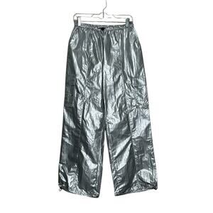 Sincerely Jules silver metallic trim drawstring wide leg pants size medium